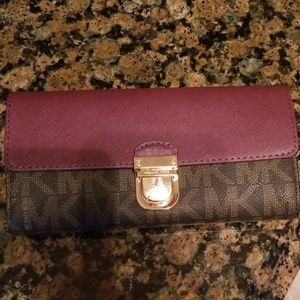 Michael Kors brown and burgundy large wallet